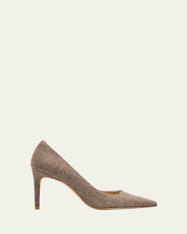 85mm Stuart Power Twill Pointed-Toe Pumps